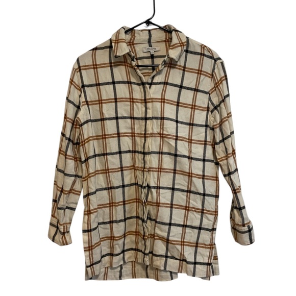Madewell Oversized Boyfriend Flannel Antique Cream Size XS - Picture 3 of 6